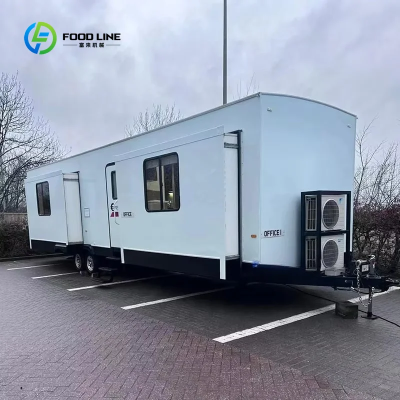 Customized Expandable Office Trailer on Wheels High-End Office Trailer with LED Lights,AC for Construction Sites