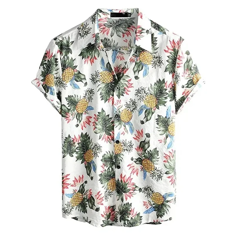 

Summer Men Casual Shirts Clothing Pineapple Graphics Women Short Sleeve Lapel Tops Tees Hawaii Breathable Comfortable Top Male