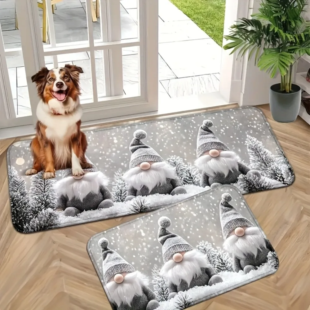 

Christmas Themed Welcome Doormat Shiny Star Pattern Mat Christmas Decoration Non-slip Floor Mat Machine Washable Christmas Rug