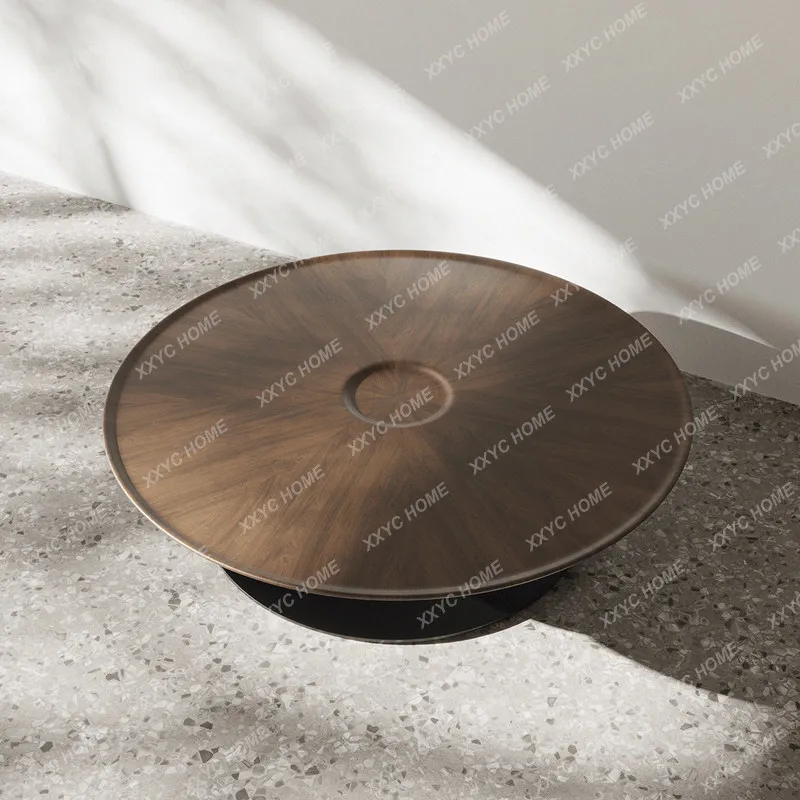 LX minimalist modern round coffee table household living room walnut pattern creative coffee table
