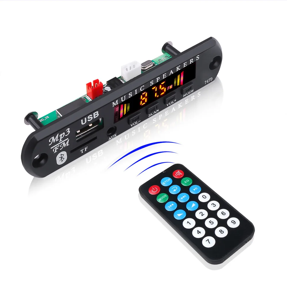 MP3 Player Decoder Board Color 12v*50W Screen Bluet00th 5.0 Amplifier TF Radio USB Recording Module for Car Audio DIY Speakerrol