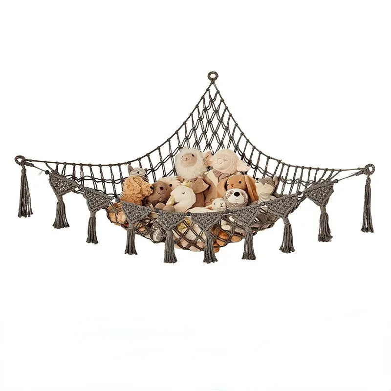 

Треугольная сетка для игрушек, плюшевая игрушка, уголок для хранения игрушек, подвесная хлопковая веревка, игрушечный гамак ручной работы