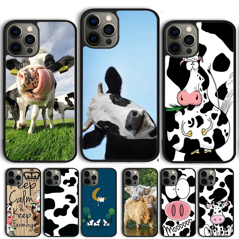 Cow cute spot cartoon print Phone Case Cover For iPhone 16 15 14 13 12 Pro Max mini 11 Pro Max XS XR Plus Coque Shell