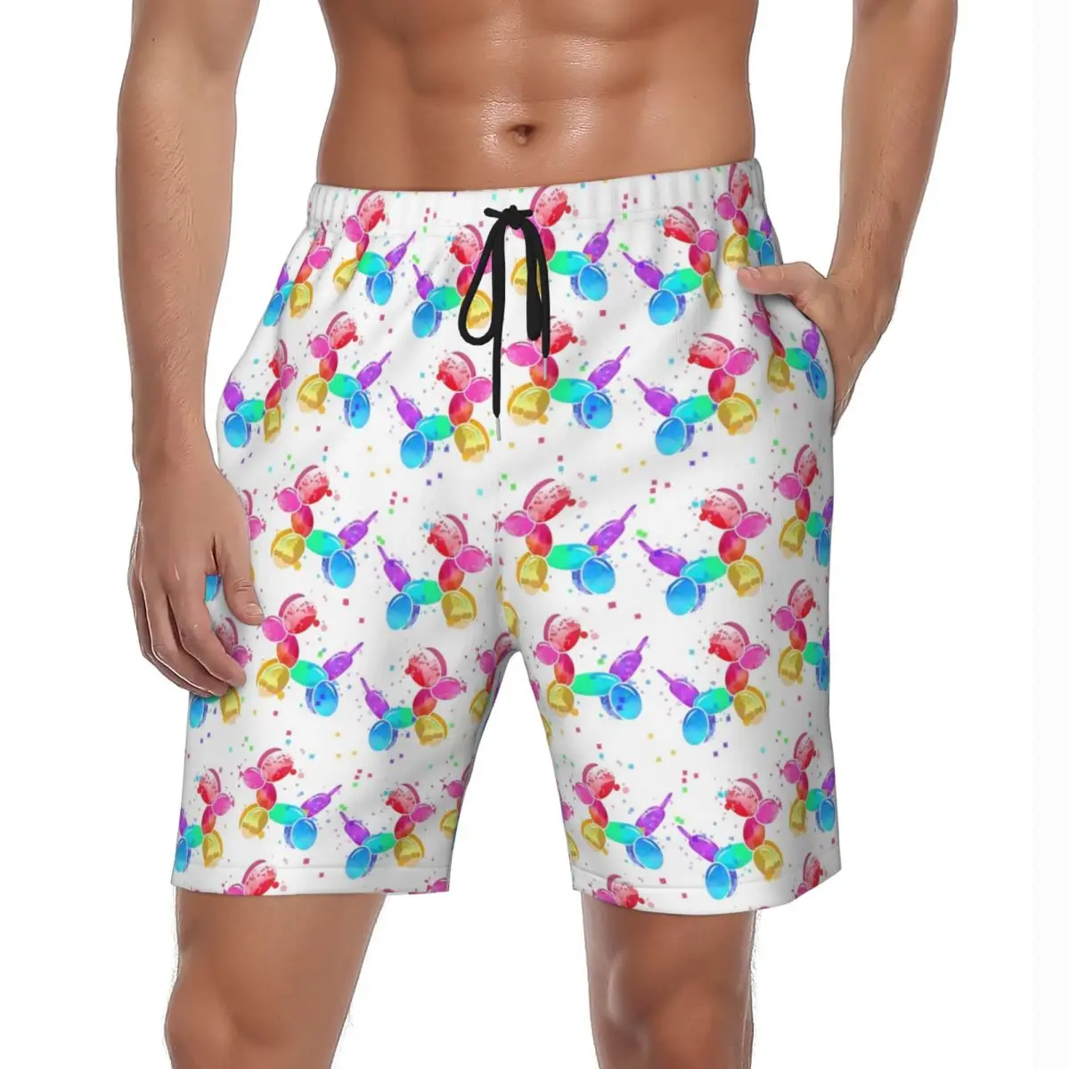 

Мужские шорты для доски с акварельными воздушными шарами для собак, повседневные пляжные плавки с животными, быстросохнущие шорты для бега, серфинга, качественные пляжные шорты большого размера