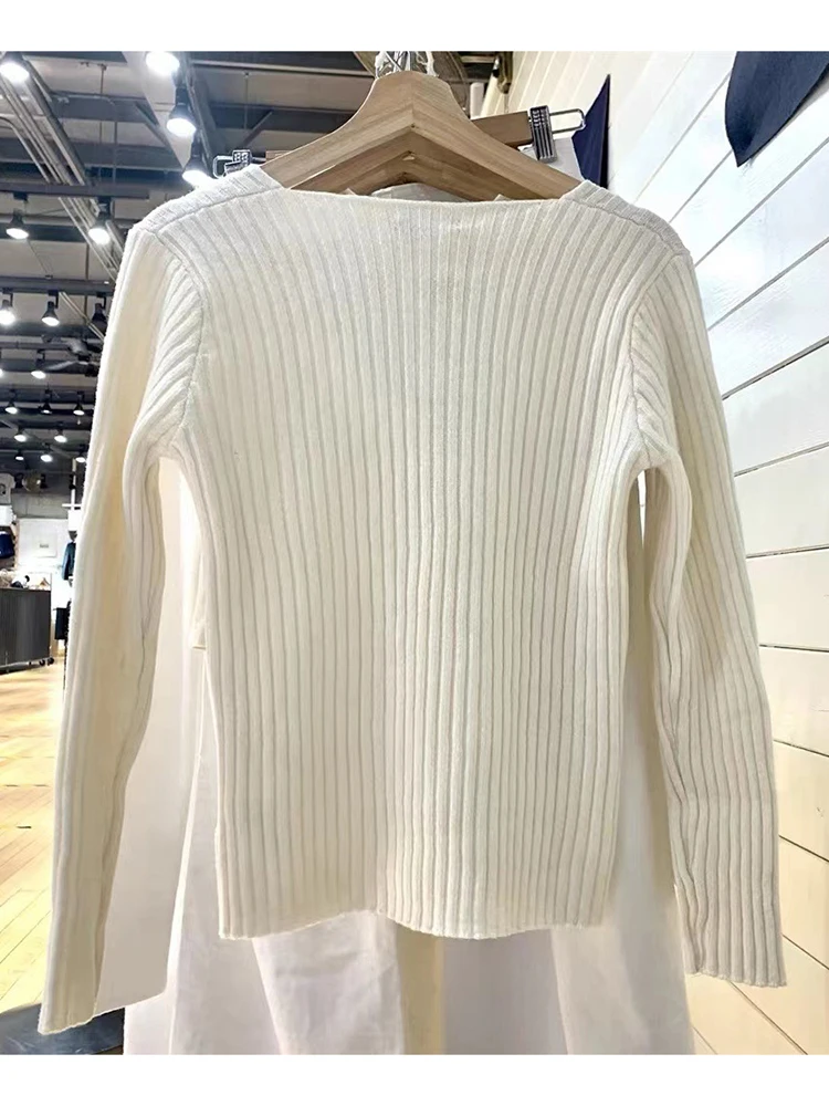 Vintage Solid Knit Long Sleeve Sweaters Women 2022 Autumn Sweet V Neck Short Slim Y2k Tops Ladies Harajuku Cute Cotton Sweater