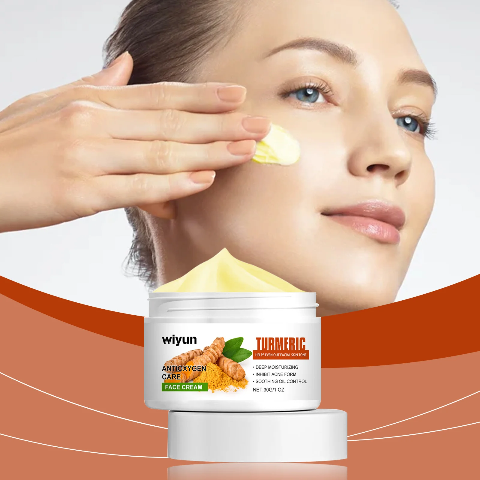 Turmeric Face Cream Freckle Whitening Dilute Melanin Repair Acne Deep Moisturizing Nourish Hydrating Smooth Brightening Lotion