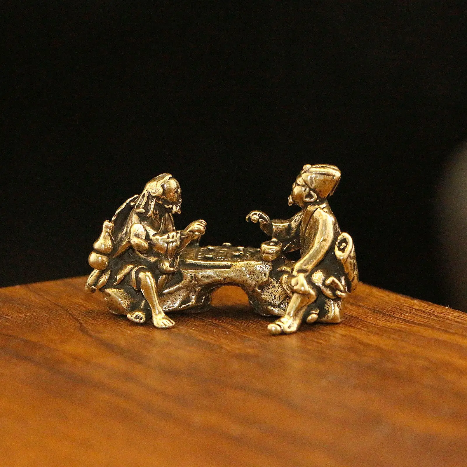 1 piece of antique copper crafts mini antique brass retro chess match ornament
