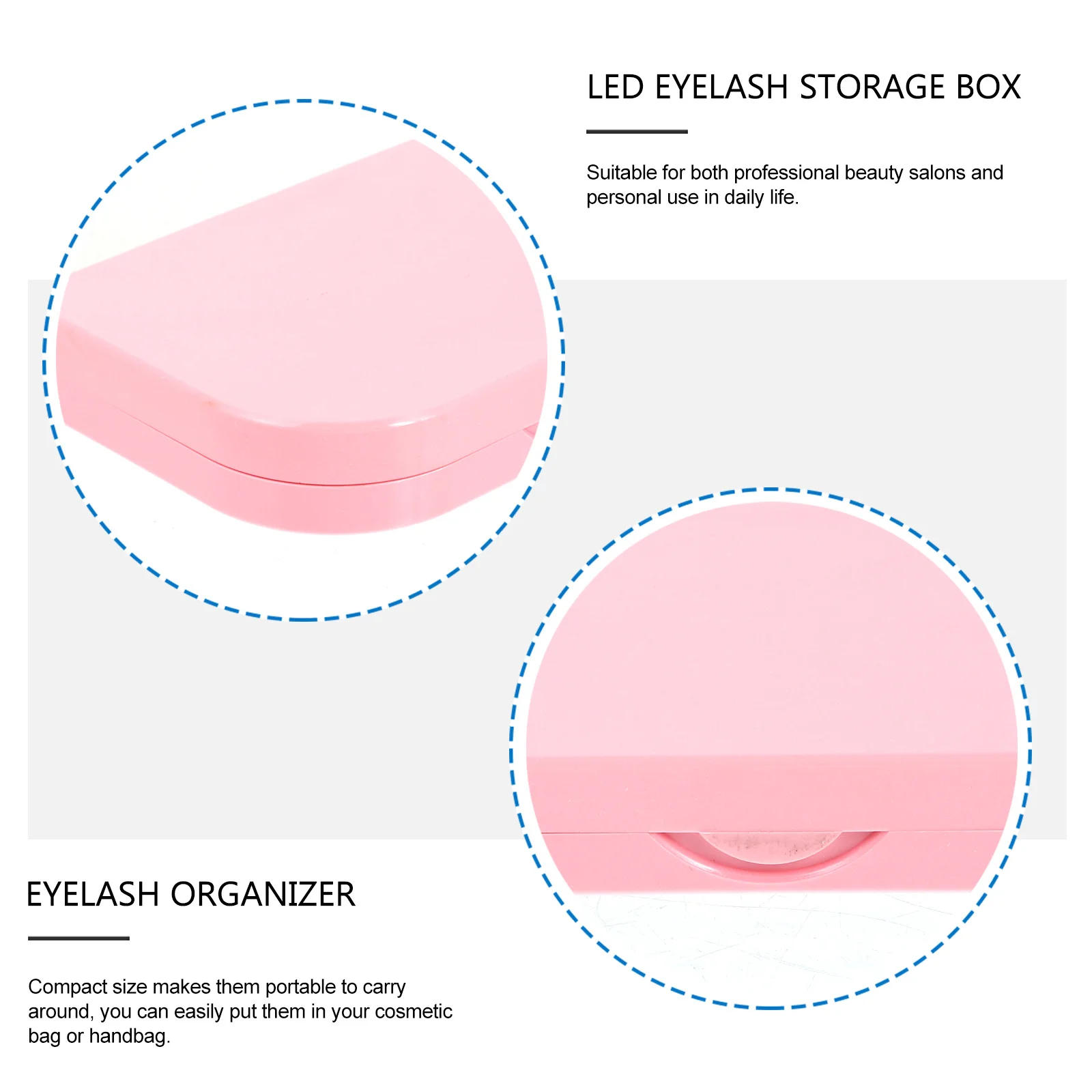 

Led Storage Box False Eyelash Organizer Mirror Case Compact Portable Lighted Lash Holder For Travel Daily Use Fake Lash Tray