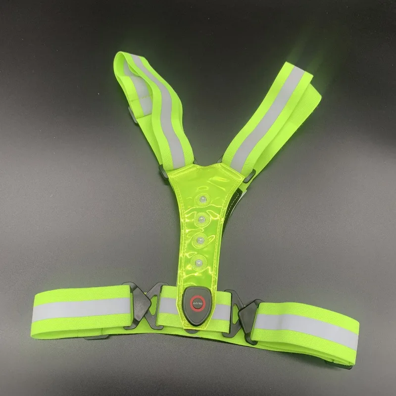 1PCS Adjustable Safety Reflective Cycling Vest Night Running Riding Warning Light USB Rechargeable Outdoor Sport LED