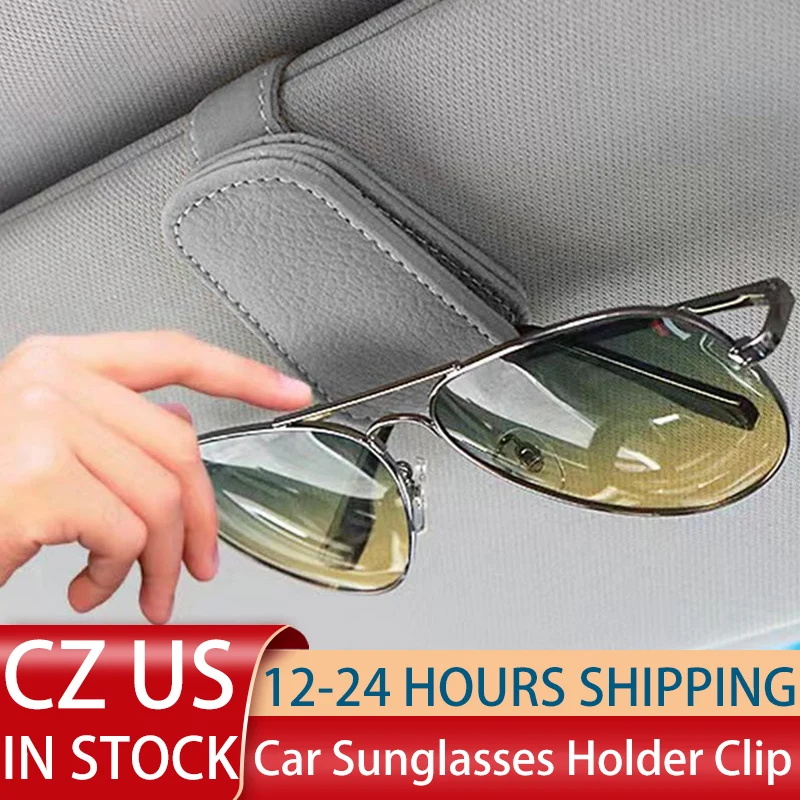 

Car Sunglasses Holder Clip For Cars Ticket Card Clip Auto Interior Accessory Black/Gray Magnetic Leather Eyeglass Hanger Clip