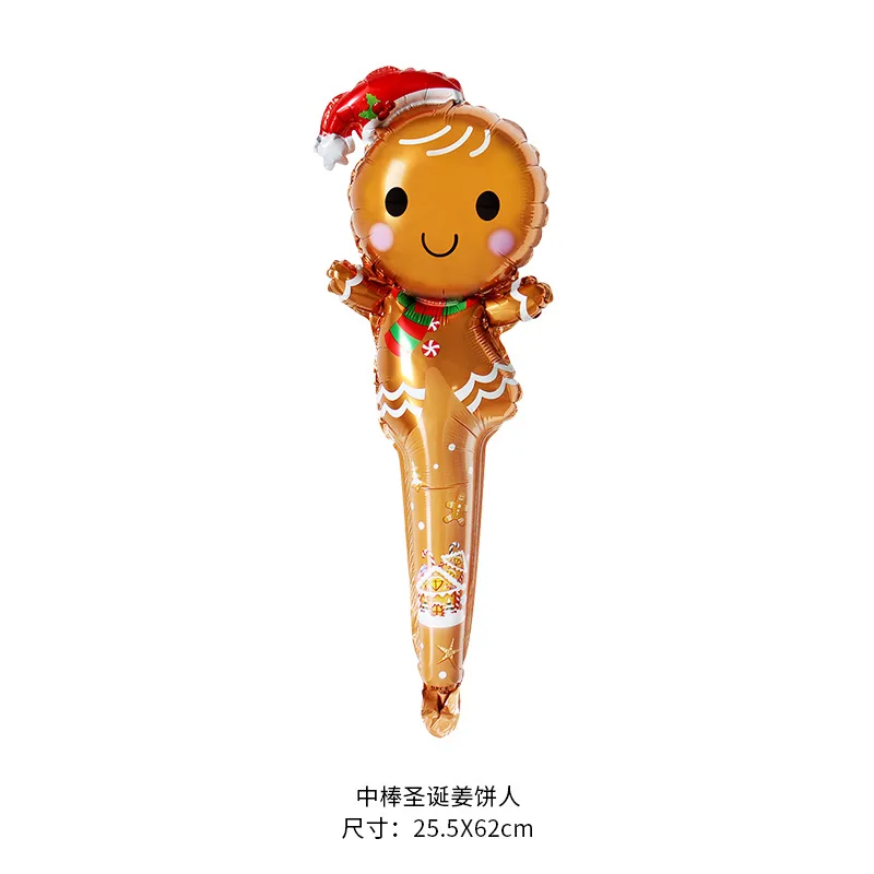 50pcs Christmas Party Balloons Santa Claus Strike Stick Ballon Snowman Candy Cane Happy New Year Merry Christmas Decoration