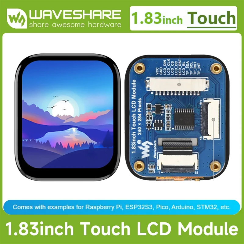 

Модуль сенсорного ЖК-дисплея Waveshare 1,83 дюйма для Raspberry Pi/ESP32, микро-ЖК-дисплей, 240×284, IPS, SPI и I2C, 262K цветов.