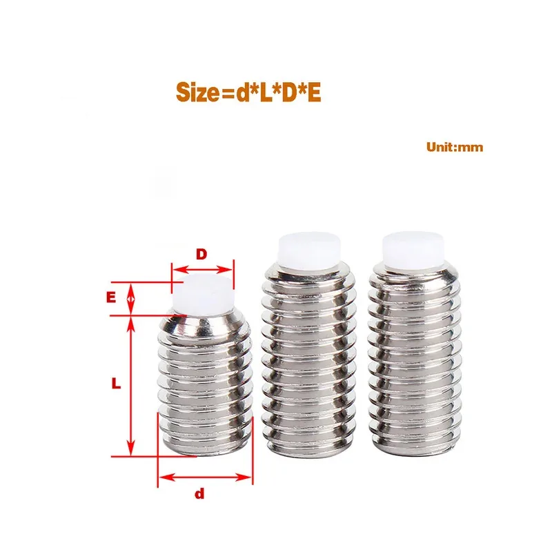

Adjustable Stop Plunger Screw with Nylon Head for Scratch Prevention and Precision Positioning M8 M10 M12