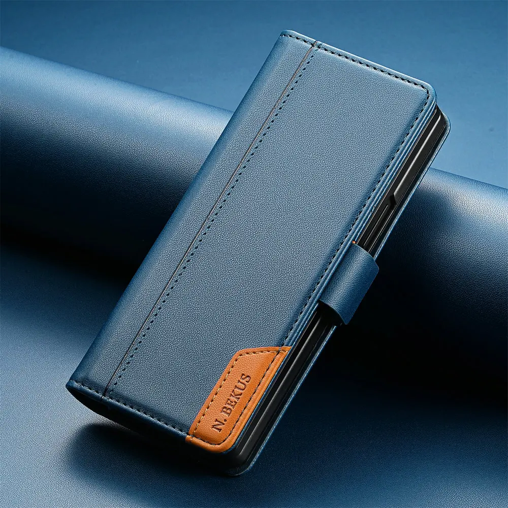 For Samsung Galaxy Z Fold 7 5G 2025 Flip Case Card Pocket Leather Book Coque Samsung Z Fold7 6 5 4 3 Wallet Cover Z Fold5 Fold6