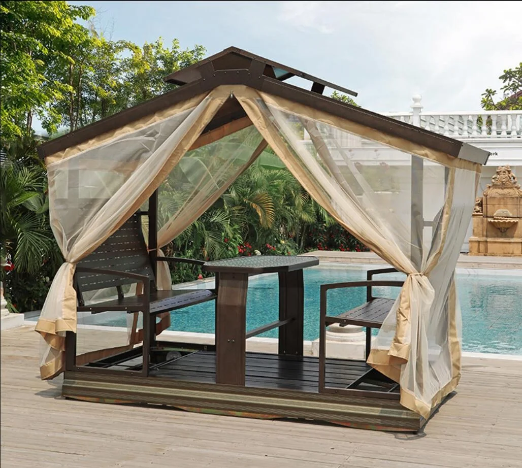 Outdoor Garden Rocking Chair Patio Double Swing Seat with Stand Shading PC Roof