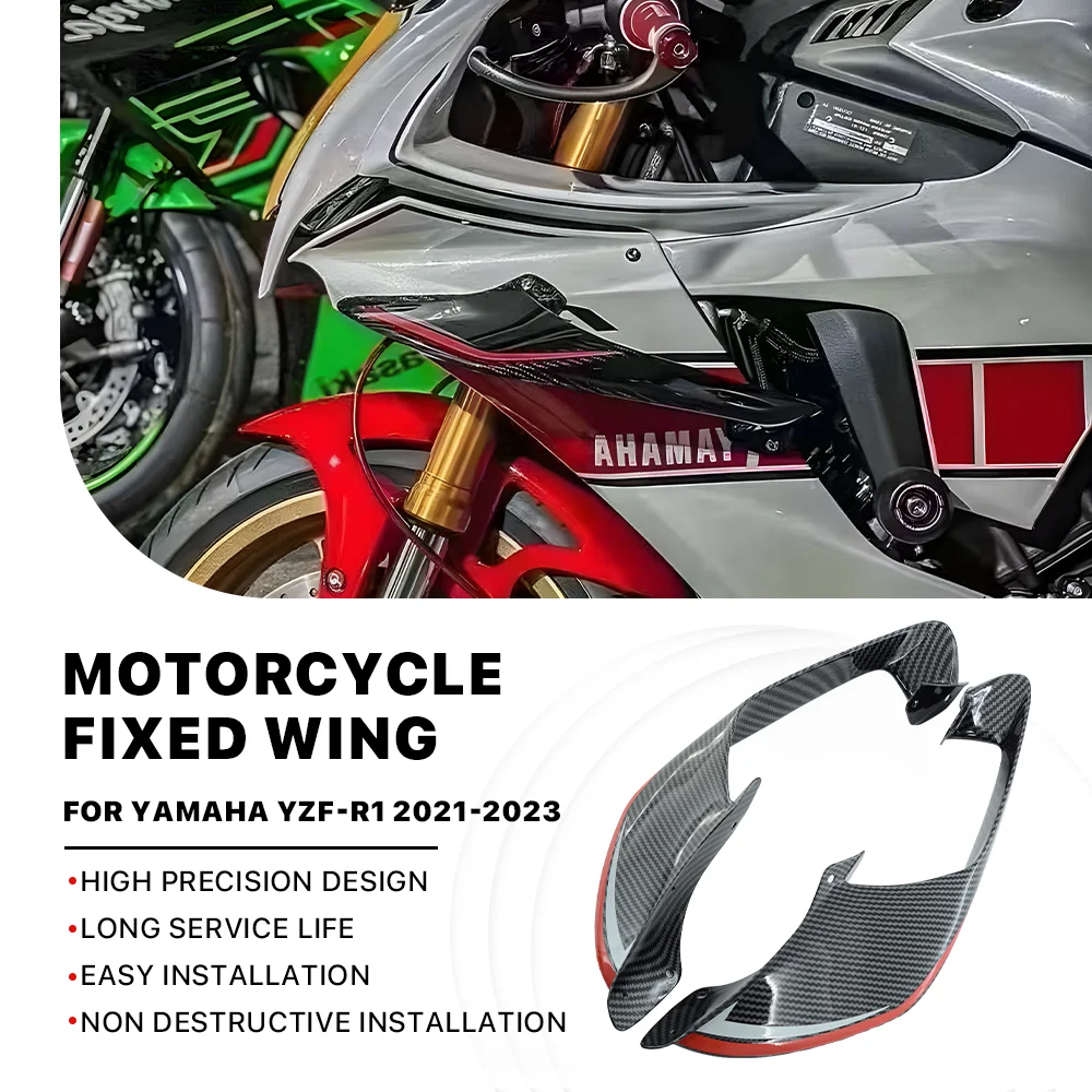 

Motorcycle fixed wing Suitable For Yamaha YZF-R1 YZFR1 YZF R1 2021-2024 ABS wing spoiler siide wing winglet aerodynamic aileron