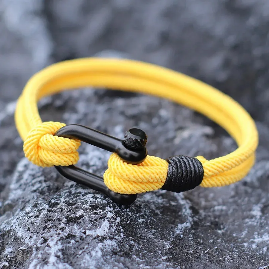 Hiphop Men Stainless Steel Bracelet with Detachable Buckle Nautical Wrap Braclet Bilayer Thread Bicycle Braslet Armband Herren