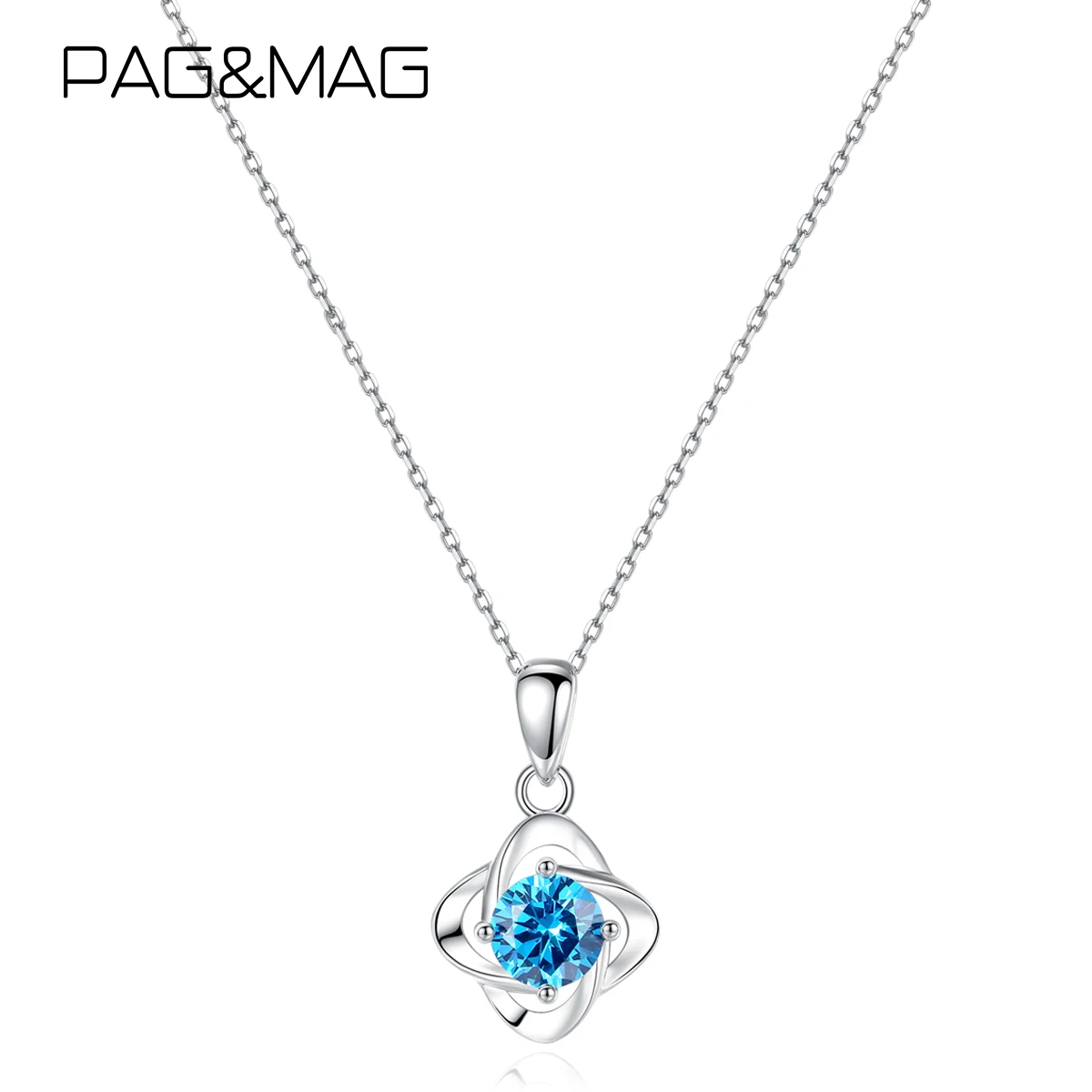 

PAG&MAG S925 Elegant Blue Color Pendant Necklaces Classic Four Clover Design Chains for Women Ladies Party Engagement Jewelry