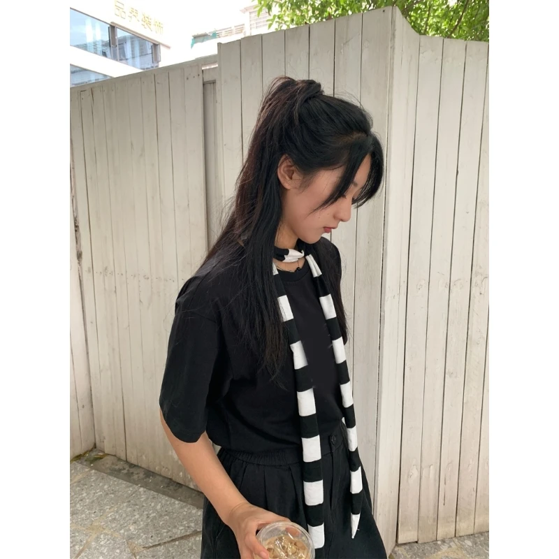 Lady Goth Harajuku Cool Scarve Y2k Girl Stripe Long Knitted Scarves Fashion Cloth Unisex Street Casual Dropshipping