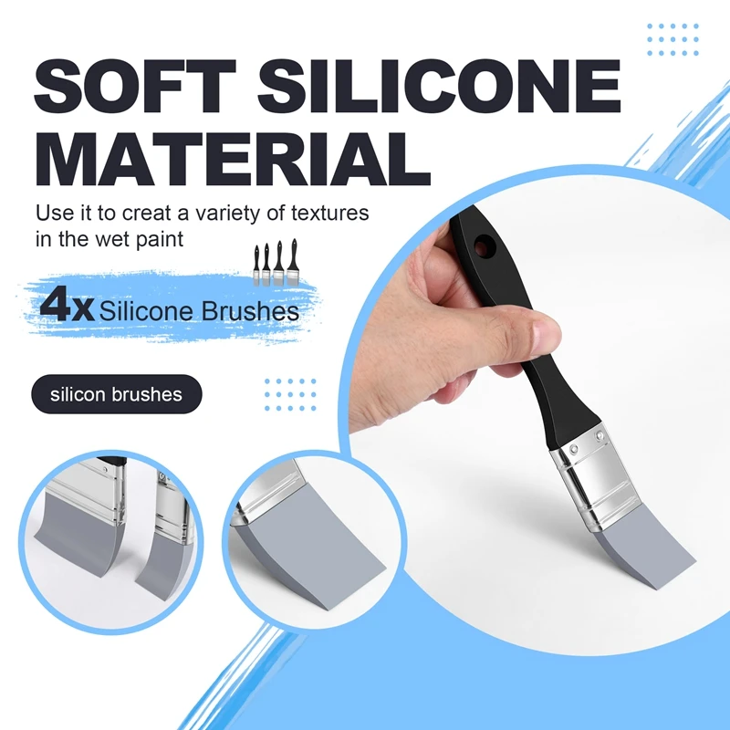 مجموعة فرش طلاء سيليكون مكونة من 4 قطع فرشاة سيليكون لتشكيل الألوان لفرشاة طلاء الراتنج، 1 1.5 2 2.5 بوصة واسعة-A51M #1