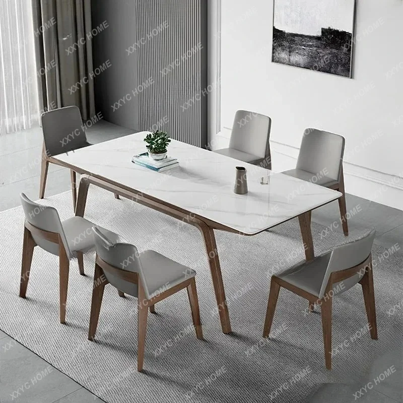 XX Light Luxury Natural Marble 1.6m Table And Chairs Modern Simple Small Apartment Creative Customized Table For People
