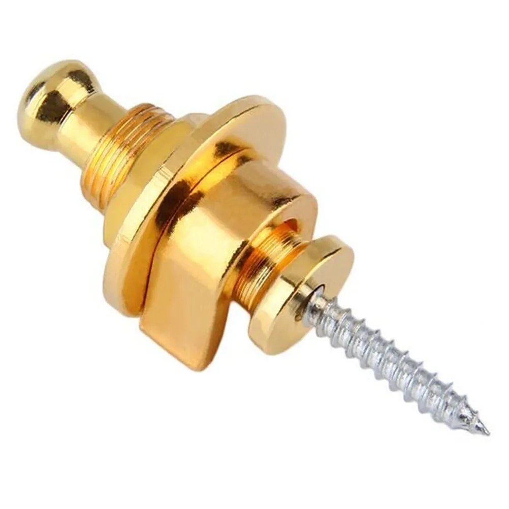 2Pcs Professional Guitar Strap Locks End Pin Style Golden Tone Secure Fast Installation Anti-Slip Bass Guitar Strap Button Nail
