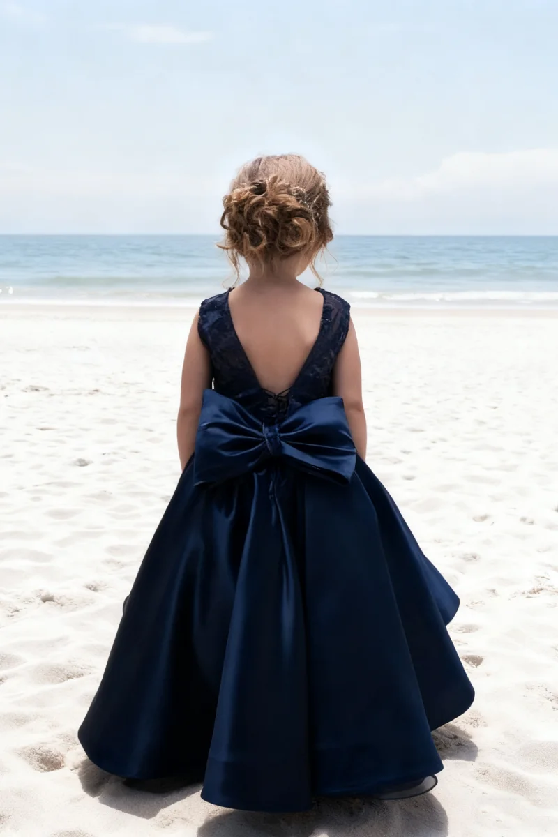 Abito da sposa per ragazza di fiori Decorazione floreale in pizzo Festa di compleanno per bambini Matrimonio Abito da principessa per ragazza di fiori