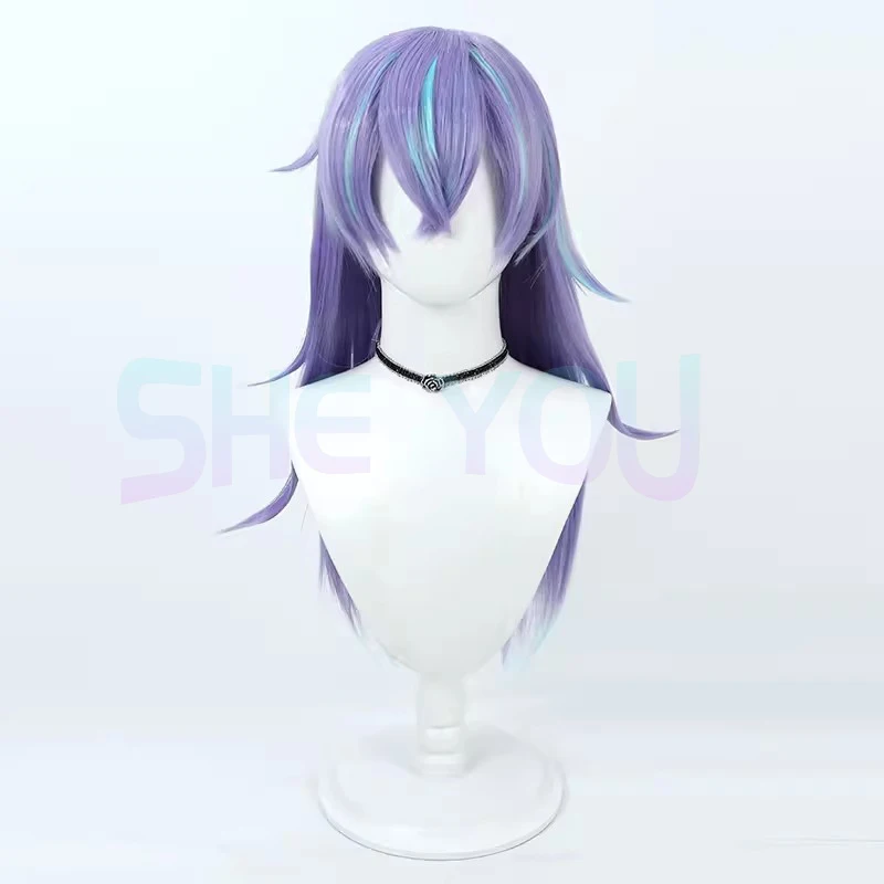 Hoshirube-Peruca de cabelo sintético resistente ao calor, Sho Cosplay, roxo e azul misturado, festa de Halloween, dramatização, boné grátis, 70cm de comprimento