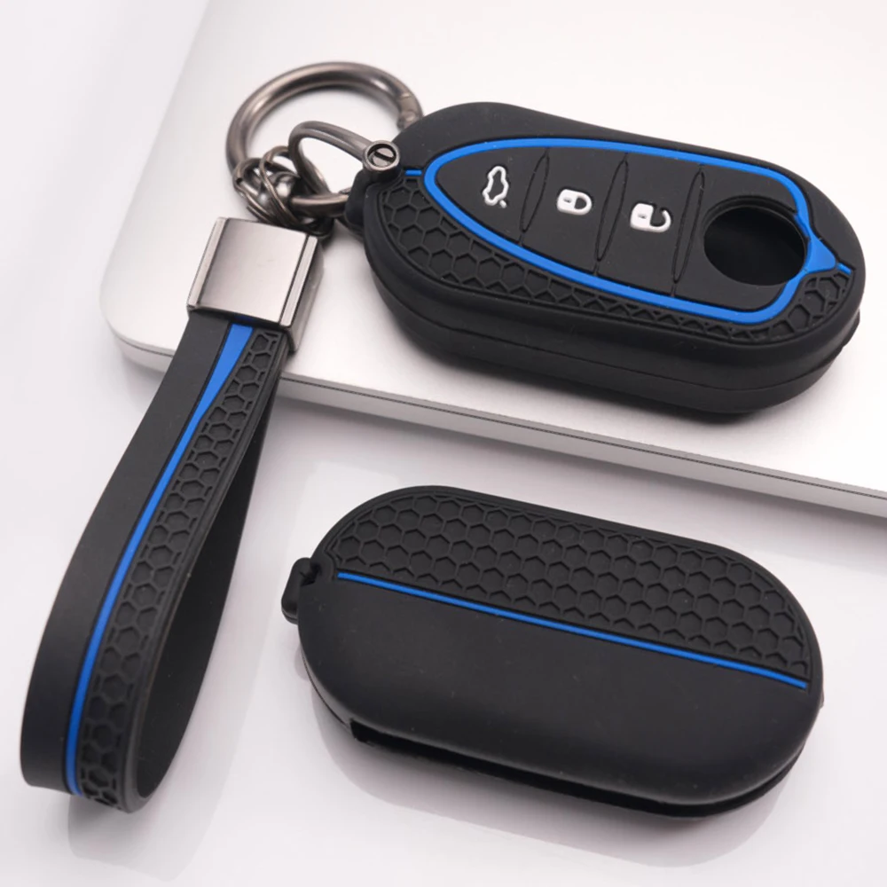 Silicone Key Cover With Wrist Strap For Alfa Romeo Giulietta MiTo 159 Brera Spider Giulia Stelvio GT 147 156 166 4C Tonale