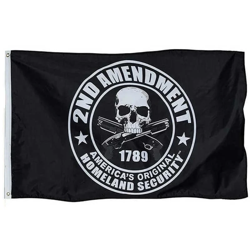 2nd Amendment American Flag 3x5 Ft 1789 America’s Original Homeland Security Skull Guns Home Garden Decorative US Flags Banners