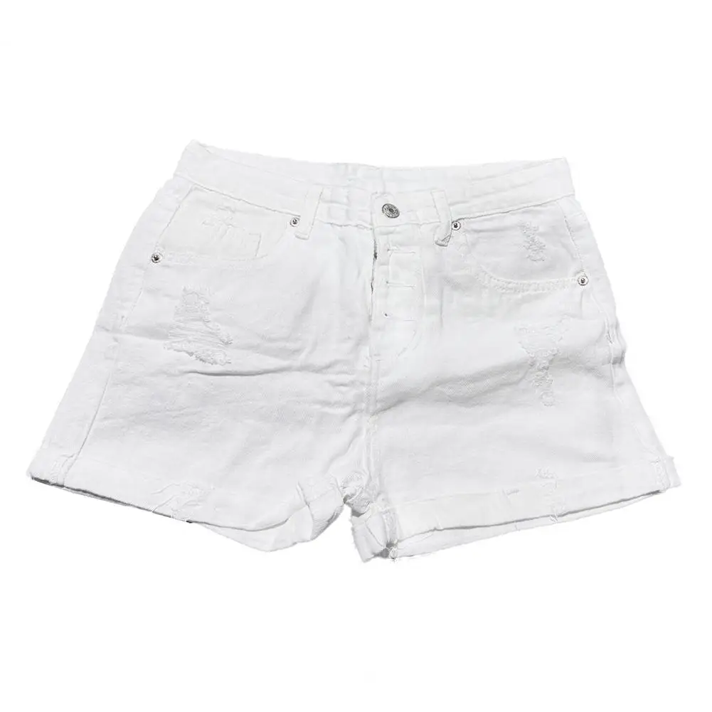 Женские хлопковые шорты. Стильные женские потертые джинсовые шорты с карманами. Джинсовые шорты с высокой талией на лето для A.