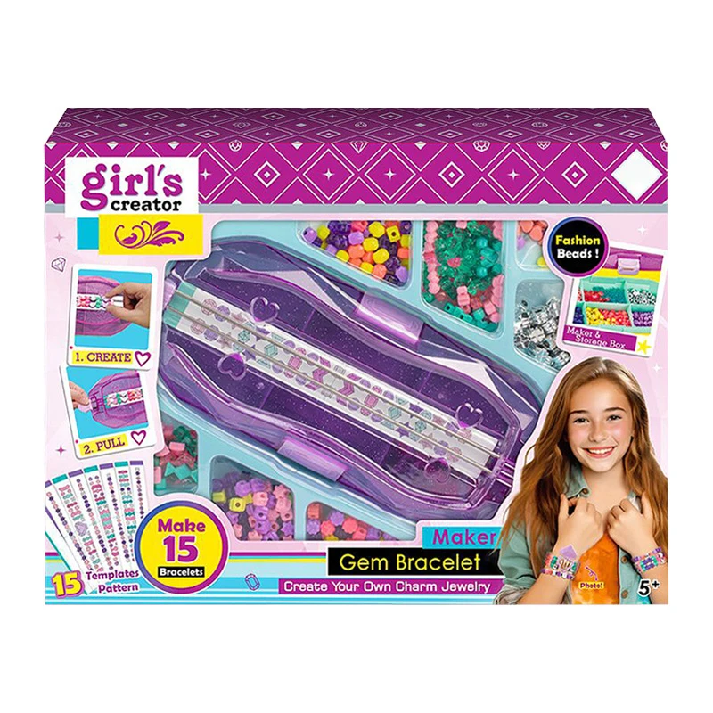Girls' Beaded Bracelet Bracelet Weaving Set Children's crafts Gemstone Beaded Hair Band DIY Game Handmade Toys for Kids Gifts