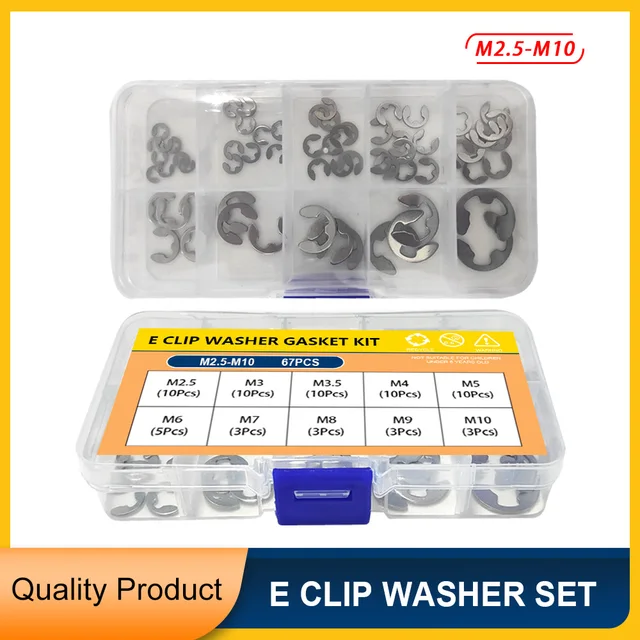 M2.5 M3 M3.5 M4 M5 M6 M7 M8 M9 M10 Zestaw pierścieni zabezpieczających ze stali nierdzewnej 304 E Clip Washer Snap Ring Locking Clip For Shaft