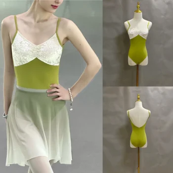 Body da danza classica per adulti Body da balletto senza maniche in velluto di alta qualità Pratica quotidiana Squadra Ginnastica Danza Body da donna