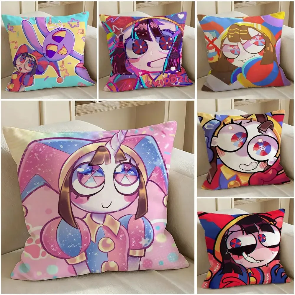 Cartoon The Amazing Digital Circus Cushion Cover Pillow Short Plush Warm CreamStylel Cushion for Living Room Bedroom Sofa Ideal