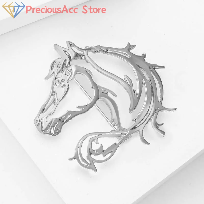 الحيوان الجوف الحصان بروش للنساء الرجال شخصية بسيطة سبيكة السلس دبوس دبابيس ملابس عصرية مجوهرات اكسسوارات هدية #4