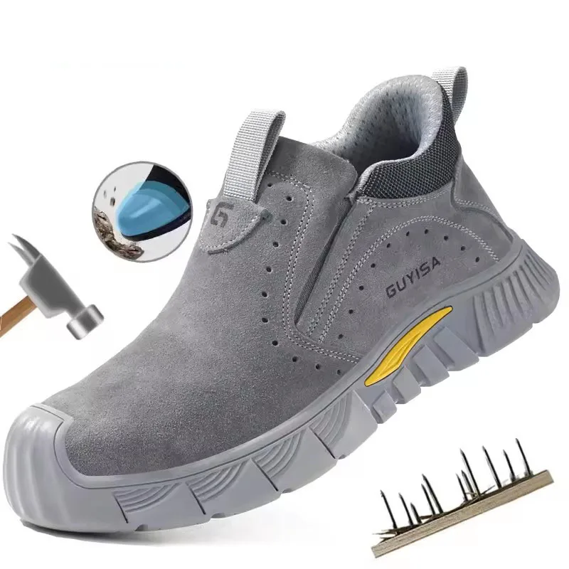 Men Welder's high top anti smashing and Anti piercing men's steel toe shoes are wear-resistant and non tiring safety shoes