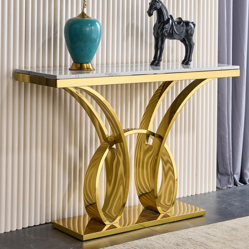 

Luxury Nordic Living Room Table Design Hardcover Black Gold Entrance Table Modern Floor Mesa Salon Furniture For Home