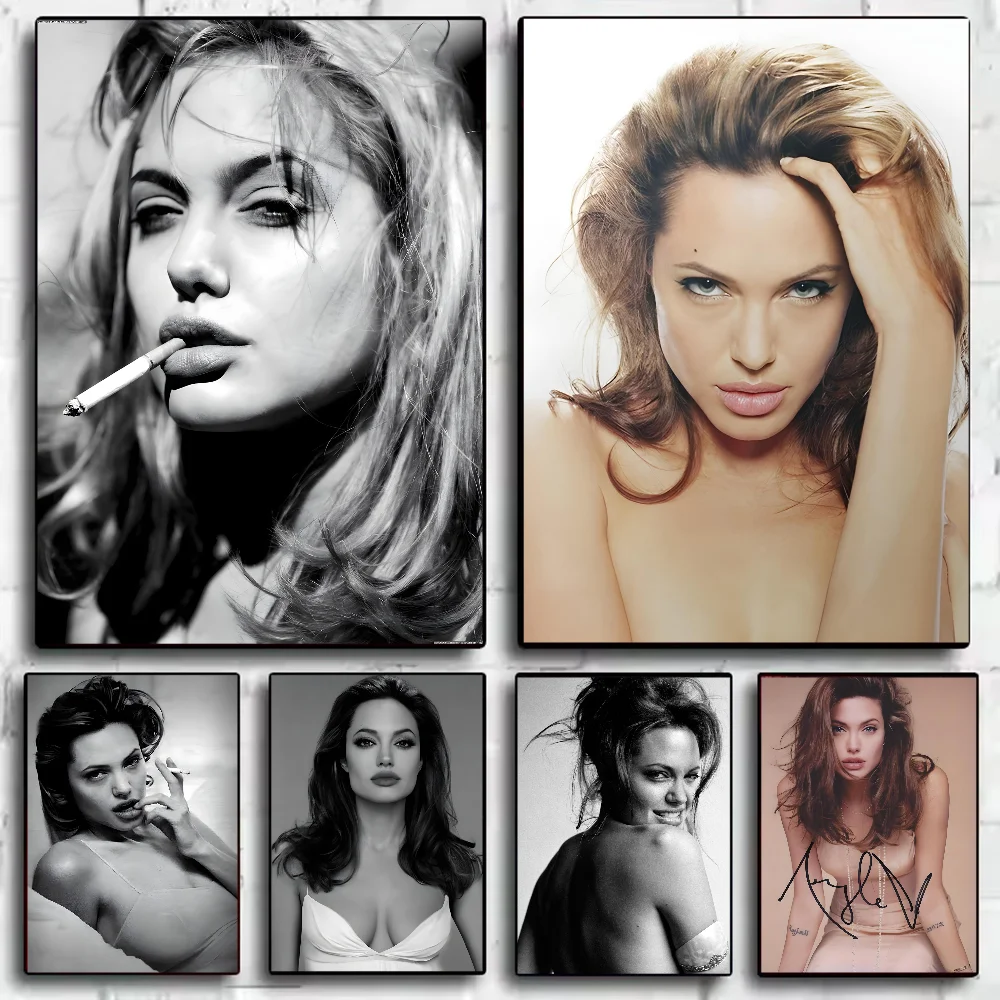 Póster de estrella de cine A-Angelina Jolie, arte HD, pared adhesiva, impermeable, para el hogar, sala de estar, dormitorio, bar, decoración estética
