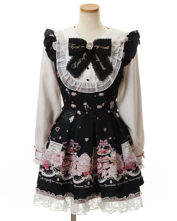 فستان Mine Liz ربيع جديد من الألغام الإنتاج الشامل لطيف الحلو طباعة البحرية طوق فستان طويل الأكمام السراويل النساء 2 قطعة مجموعة #2