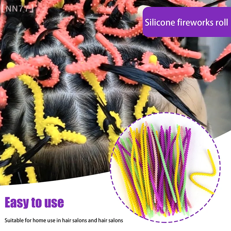 6/8mm Silicone Fireworks Bars Man Hair Dye And Perm Beauty Styling Tools No Heat Perming Rods Hair Curling Curling Hair Tools