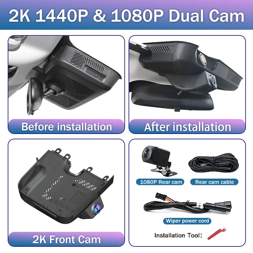 For Chery Explore 06 Jaecoo 7 J7 PHEV 2023-2026, 4K 2160P Dash Cam Front and Rear Car DVR Camera Plug and Play Video Recorder image 3