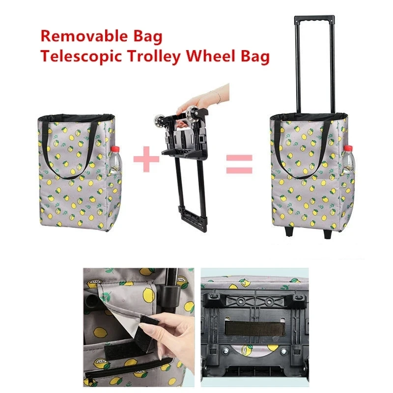 Folding Shopping Bag Women\'s Big Pull Cart Shopping Bags For Organizer Portable Buy Vegetables Trolley Bags On Wheels The Market