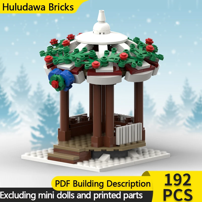 

Модель City Street View MOC, строительные кирпичи, зимняя деревня, беседка, модульная технология, детские праздничные подарки, сборные игрушки, костюм