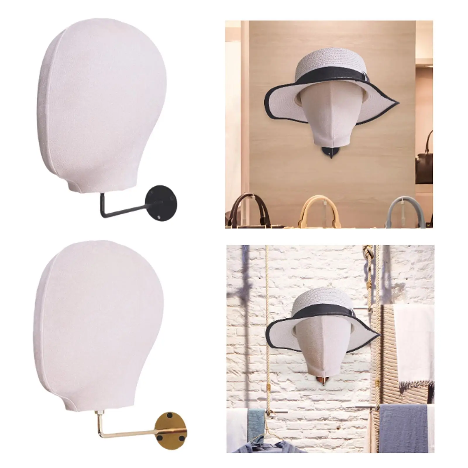 

Wig Display Stand Mannequin Head Model Wall Mounted Easy Assembly Multipurpose Wigs Holder Hat Display Rack for Cap Headwear