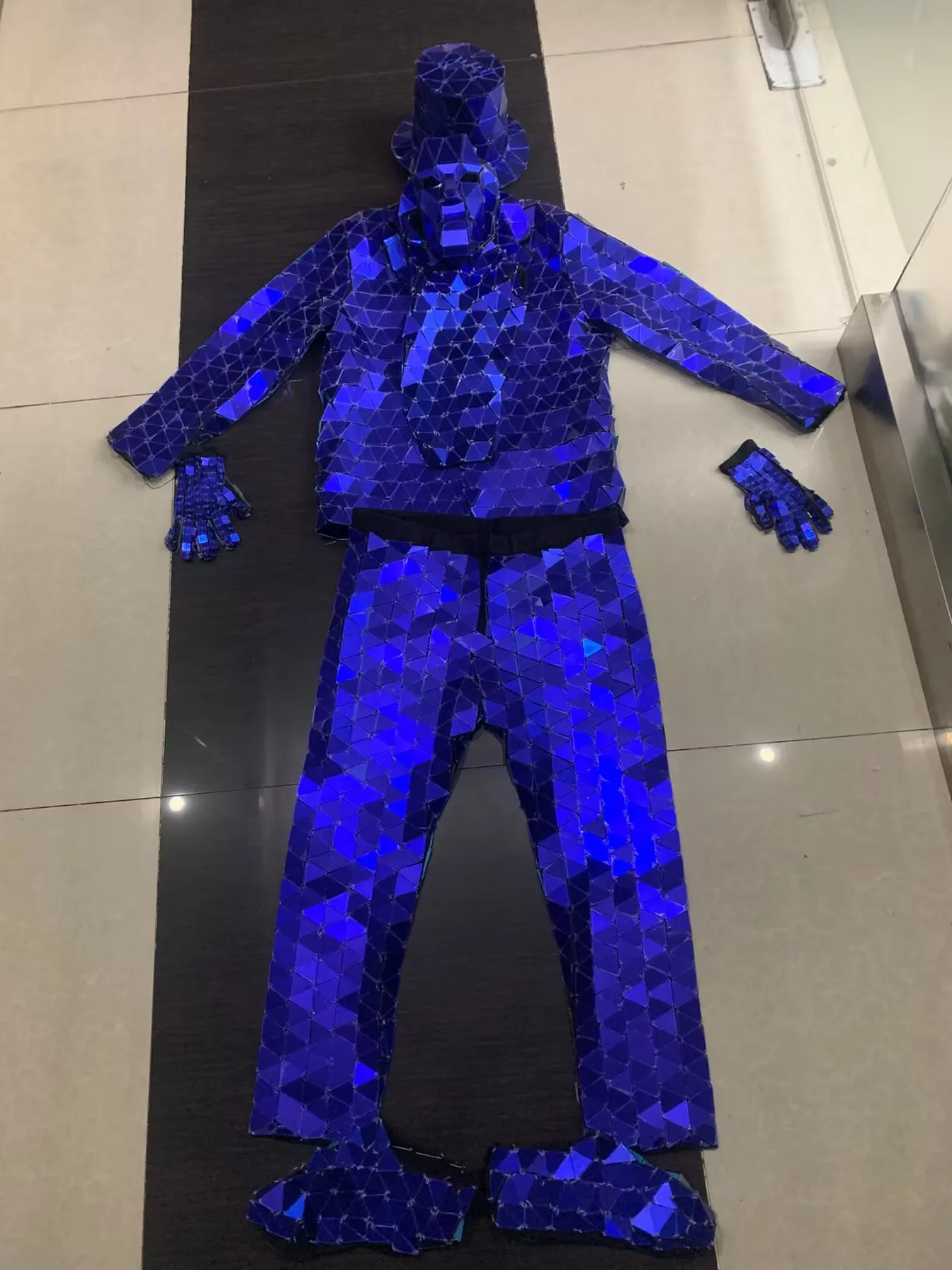 Blue mirrors Men Dancer costumes silver mirror costume stage show robot dance suits party halloween laser dance