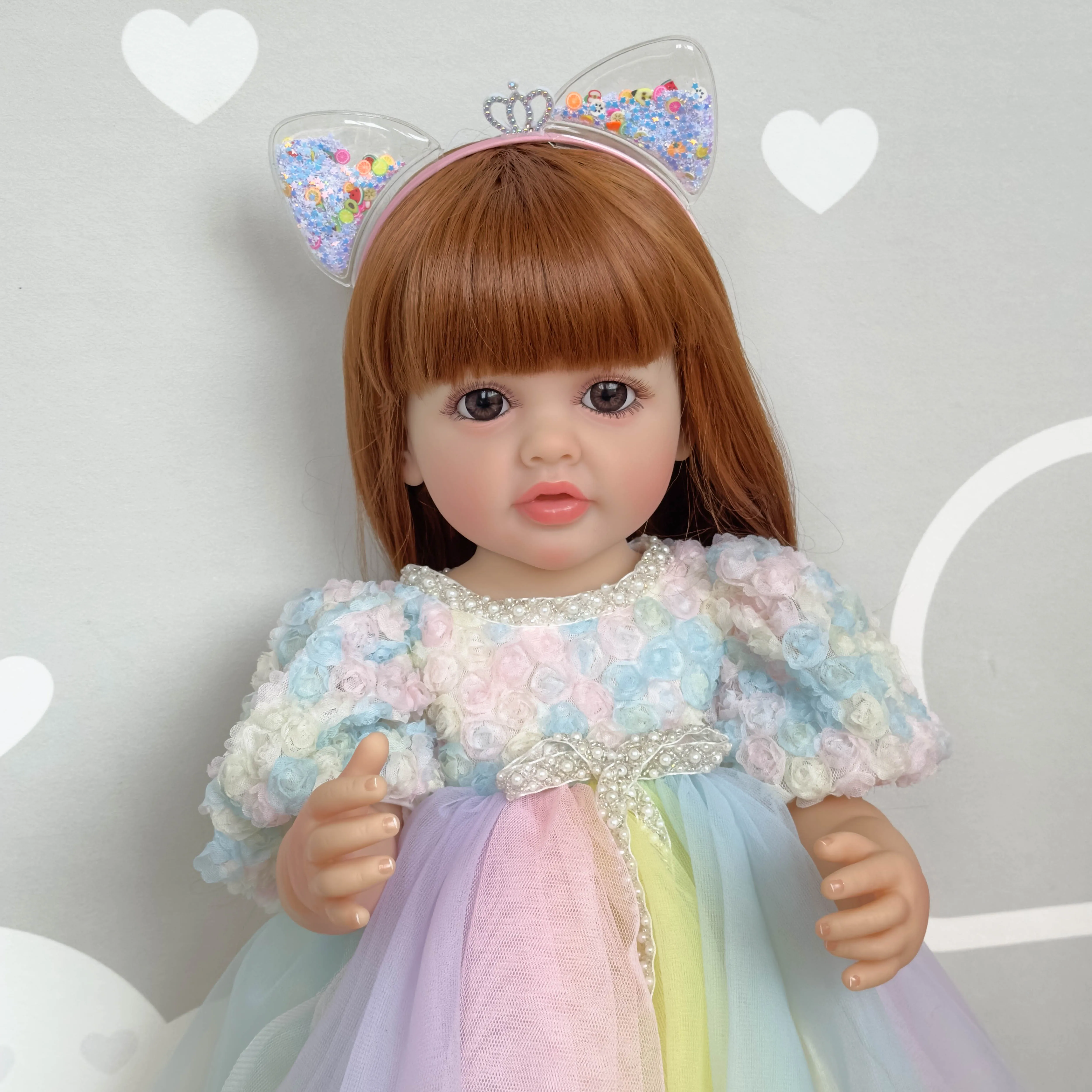 NPK 22 inch Lifelike Full body Silicone Vinyl Reborn Toddler Girl Standing Doll Betty 3D Skin Visible Veins Gifts for Children