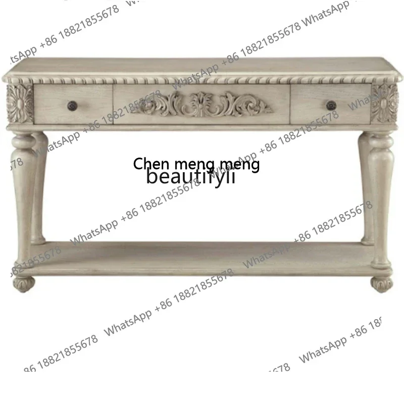 cc182R LBX American Ivory White Old Console French Curio Cabinet French Country Wood Carving Console Tables