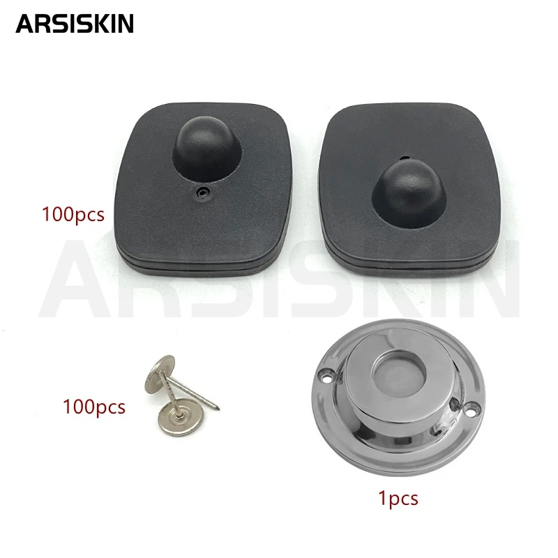 100 قطعة علامات مضادة للسرقة Rf 8.2 ميجا هرتز مربع صغير EAS ملابس أمنية للبيع بالتجزئة علامات صلبة لمتجر الملابس سوبر ماركت مع فتح دبابيس