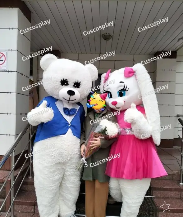 Christmas Bear Blue Tailcoat Easter Party Bunny Cartoon Costume Rabbit Mascot Costume Fancy Dress Clothing Halloween Carnival E